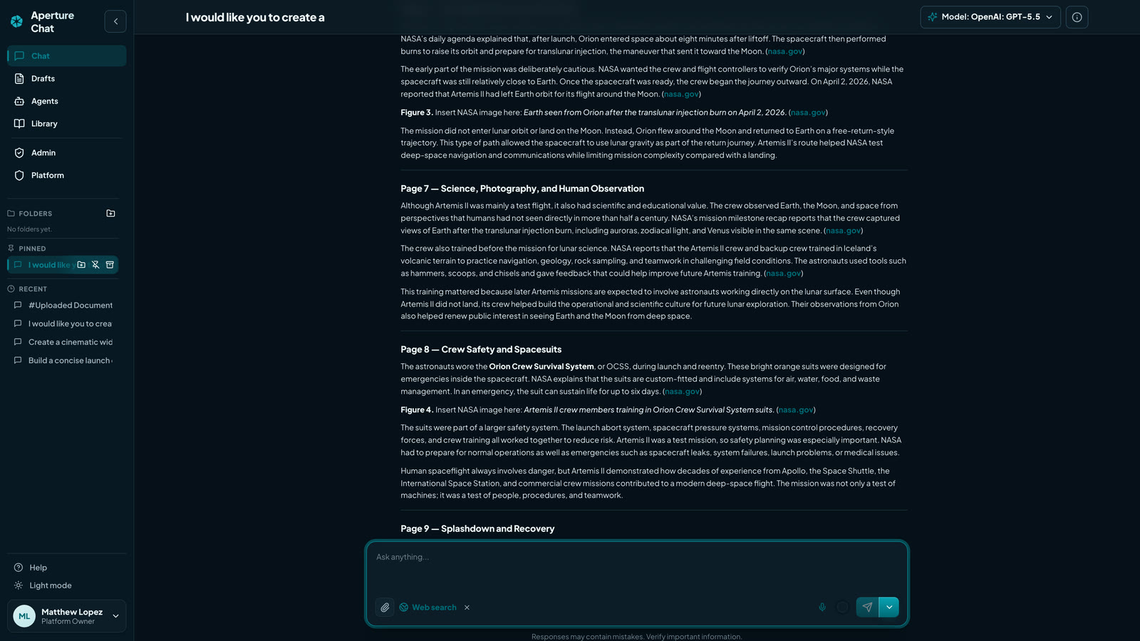 Chat with inline images and citations